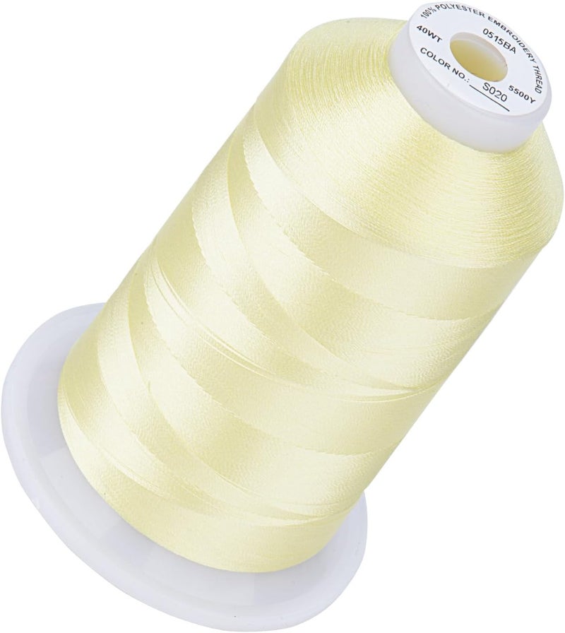 simthread 5500Yds Embroidery Thread, 5000M High-Yardage 40WT 100% Polyester Thread – 170+ Vivid Colors, High-Speed Rated – Compatible with Brother, Singer, Janome & More - Soft Lemon S020 - Image 1